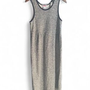 Retro 80's Grey and black knit 100% cotton midi dress with‎ a relaxed fit
